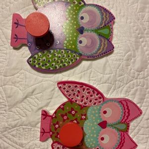 Cute owl coat, backpack holders to put on wall!
